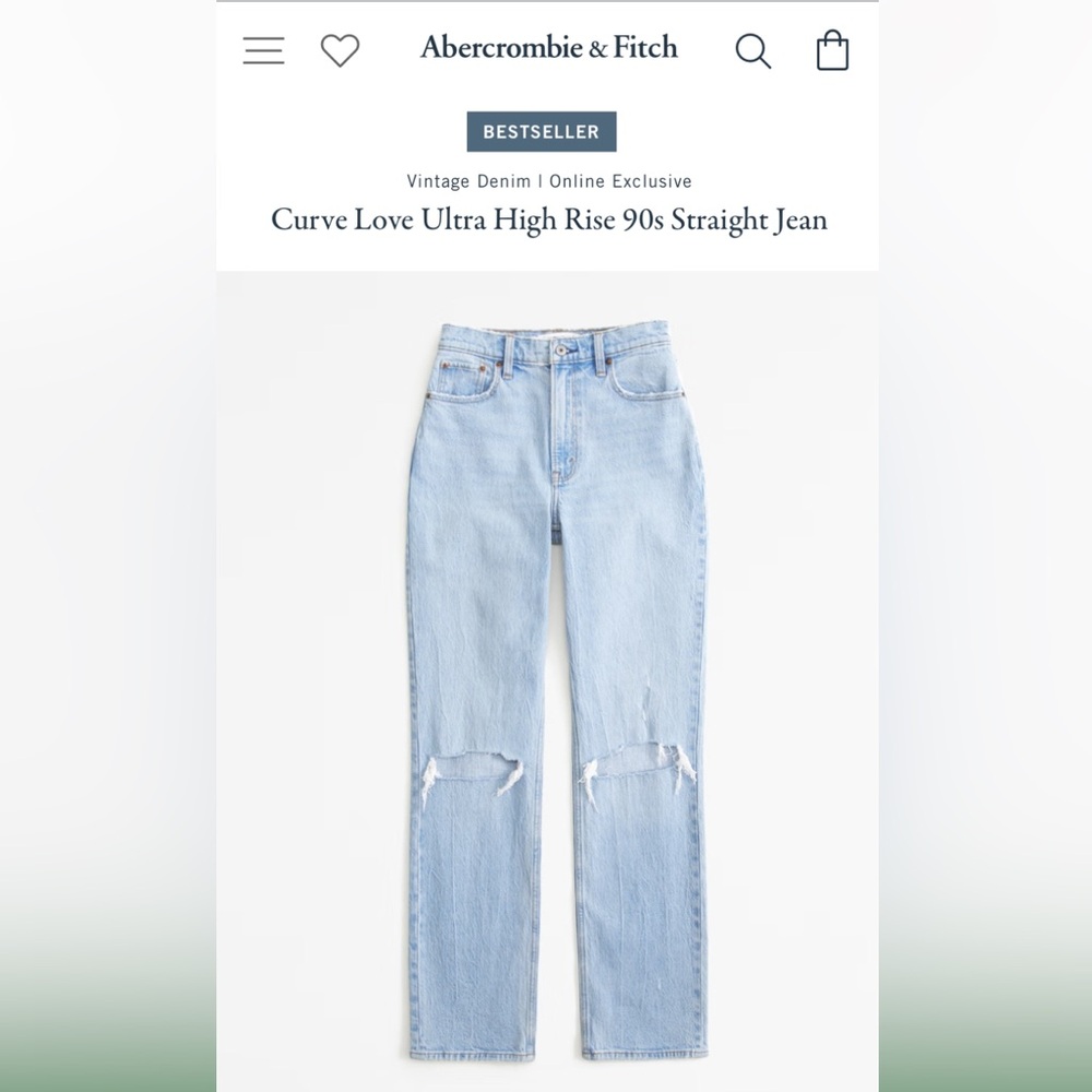 Abercrombie & Fitch The 90’s Straight Ultra High Rise Curve Love. 26/2 R